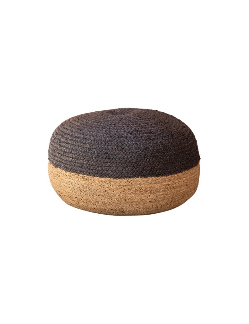 Pouf bicolore en jute - D48 x H33cm - 4 coloris