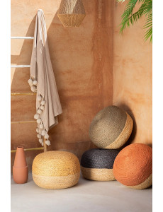Pouf bicolore en jute - D48 x H33cm - 4 coloris