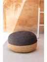 Pouf bicolore en jute - D48 x H33cm - 4 coloris