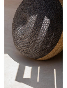 Pouf bicolore en jute - D48 x H33cm - 4 coloris
