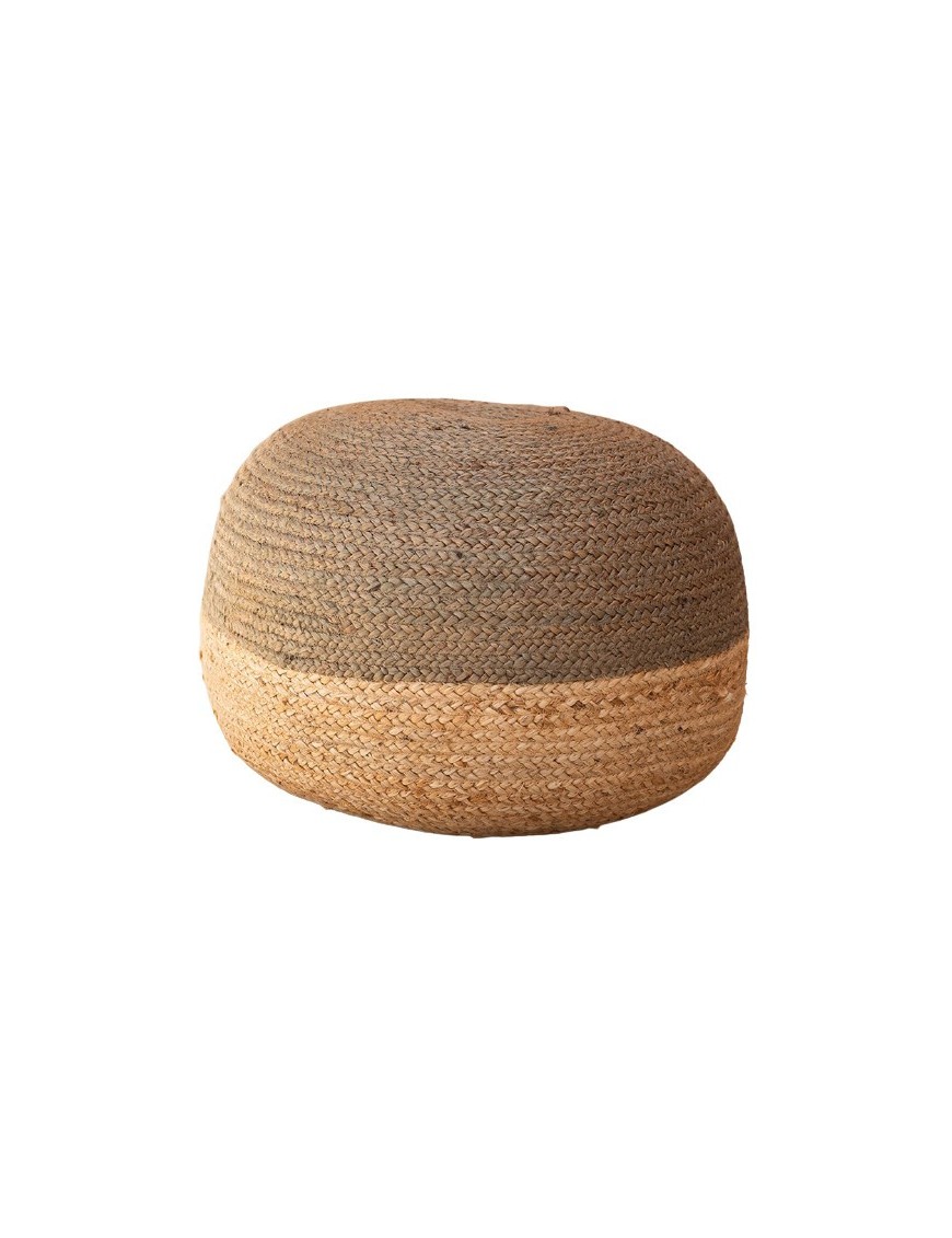Pouf bicolore en jute - D48 x H33cm - 4 coloris