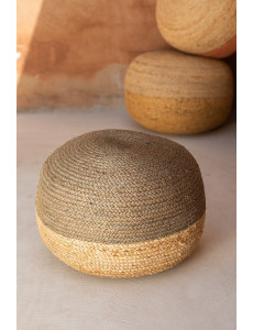 Pouf bicolore en jute - D48 x H33cm - 4 coloris