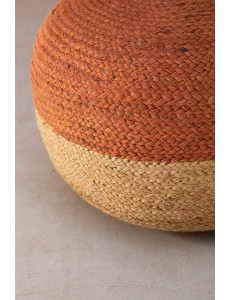 Pouf bicolore en jute - D48 x H33cm - 4 coloris
