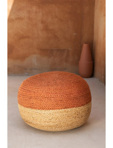Pouf bicolore en jute - D48 x H33cm - 4 coloris