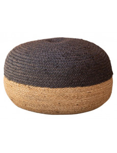 Pouf bicolore en jute - D48 x H33cm - 4 coloris