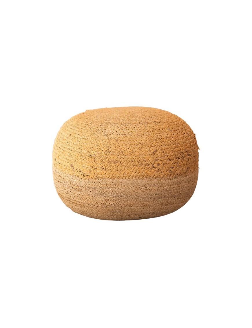 Pouf bicolore en jute - D48 x H33cm - 4 coloris