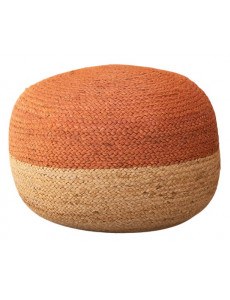 Pouf bicolore en jute - D48 x H33cm - 4 coloris