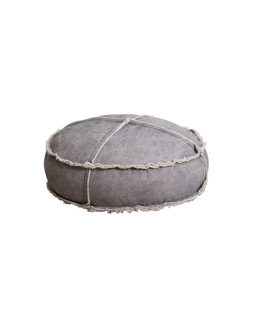 Pouf rond en coton et viscose - D70 x H30cm