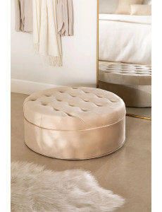 Pouf capitonné en velours - Ø60 x H24cm - 3 coloris