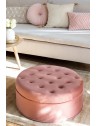 Pouf capitonné en velours - Ø60 x H24cm - 3 coloris