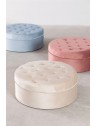 Pouf capitonné en velours - Ø60 x H24cm - 3 coloris