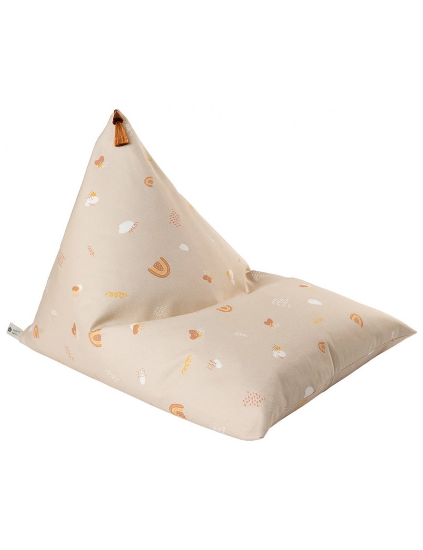Pouf en coton, motif arc-en-ciel