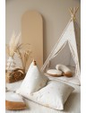Pouf en coton, motif arc-en-ciel