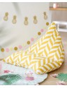 Pouf jaune et blanc en coton, motif chevron