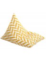 Pouf jaune et blanc en coton, motif chevron