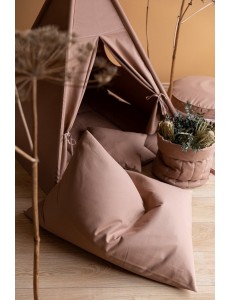 Pouf berlingot en coton, beige foncé