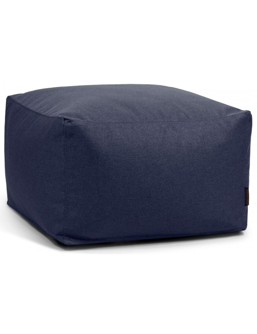 Coussin d'assise matelassé carré coloris bleu en coton polyester