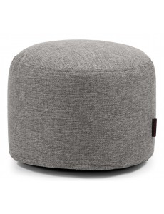 Pouf rond tissu gris clair