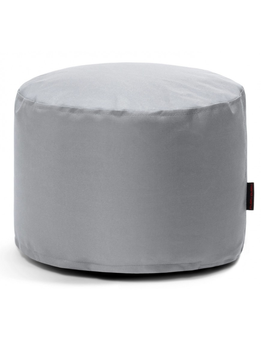 Pouf rond en tissu gris