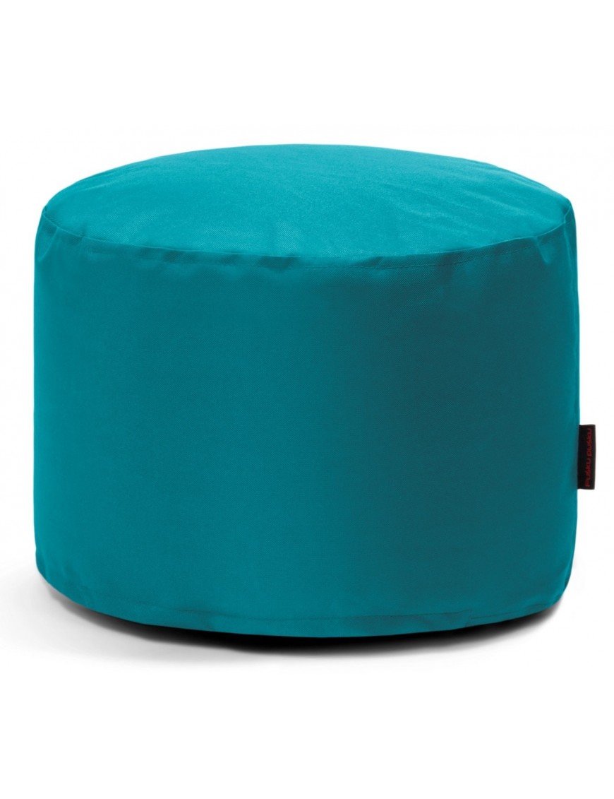 Pouf rond en tissu turquoise