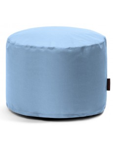 Pouf rond en tissu bleu clair