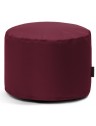 Pouf rond en tissu bordeaux