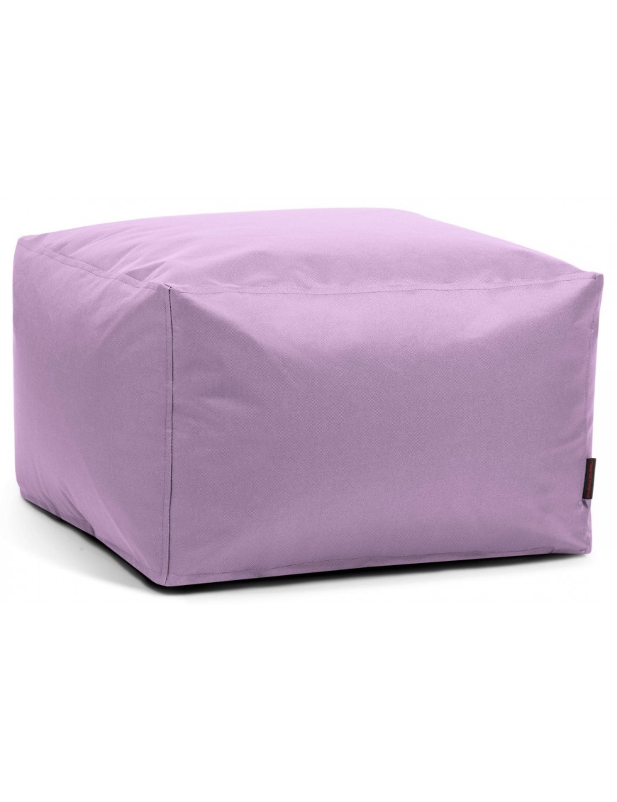 Pouf carré en tissu violet poudré