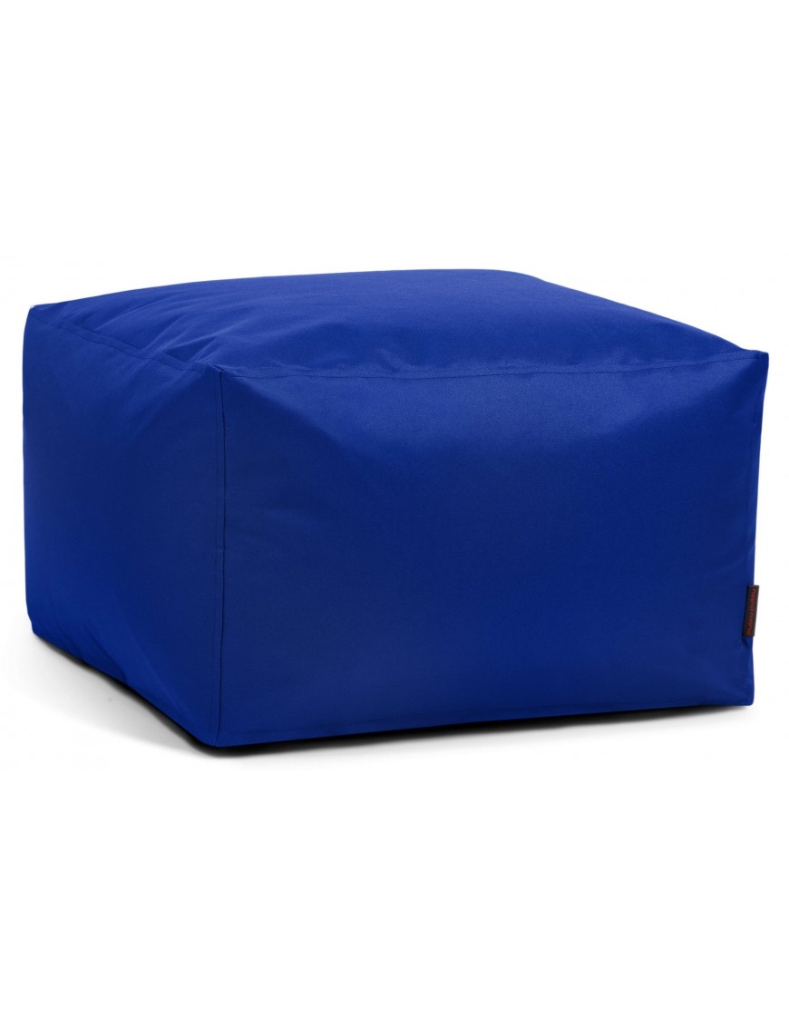 Pouf carré en tissu bleu