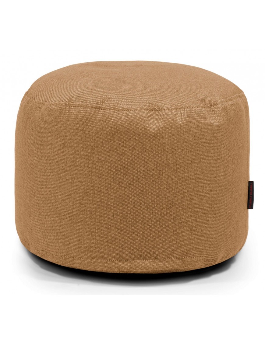 Pouf rond en tissu camel