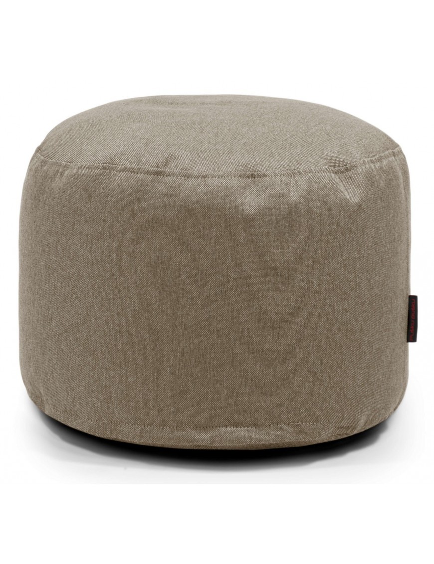 Pouf rond en tissu gris