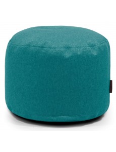 Pouf rond en tissu turquoise