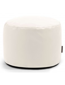 Pouf rond en simili cuir blanc