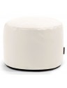 Pouf rond en simili cuir blanc