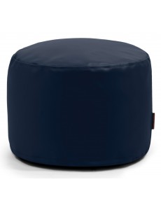 Pouf rond en simili cuir bleu marine