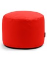 Pouf rond en simili cuir rouge