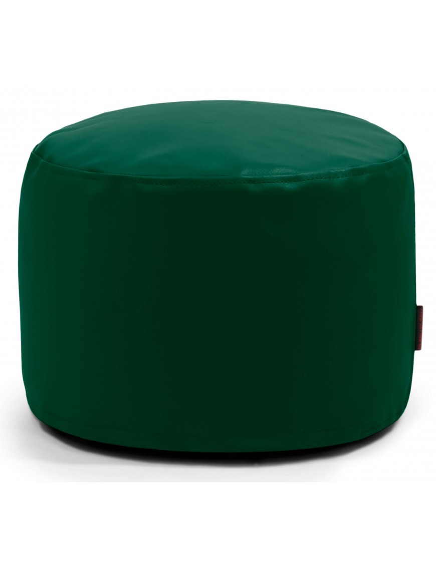 Pouf rond en simili cuir vert