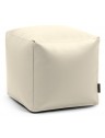 Pouf cube simili cuir beige