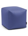 Pouf cube simili cuir bleu lavande