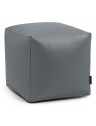 Pouf cube simili cuir gris