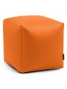 Pouf cube simili cuir orange