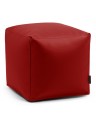 Pouf cube simili cuir rouge foncé