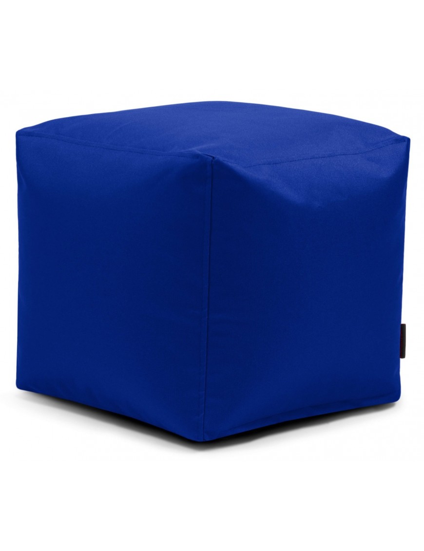 Pouf cube en tissu bleu