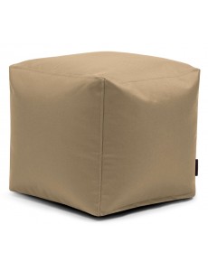 Pouf cube en tissu beige