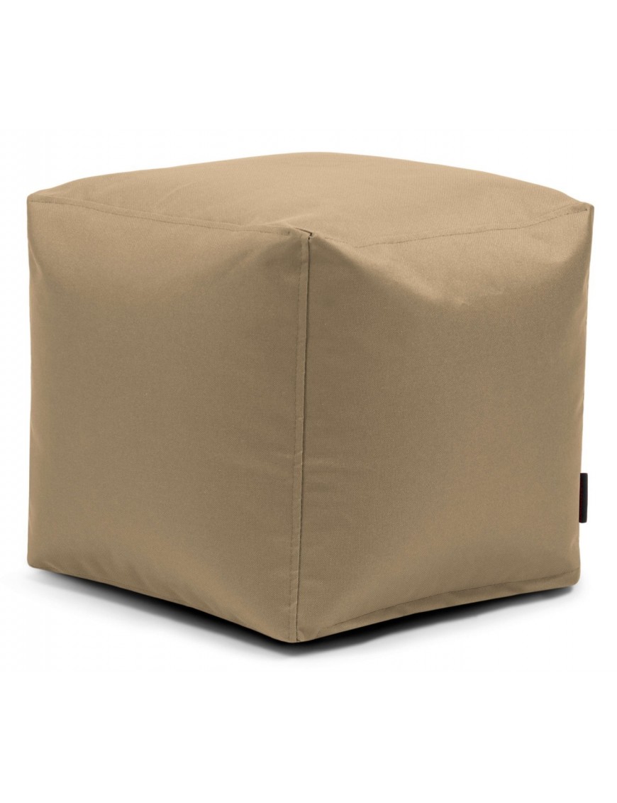 Pouf cube en tissu beige