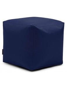 Pouf cube en tissu bleu marine