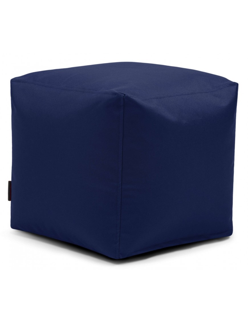 Pouf cube en tissu bleu marine