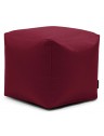 Pouf cube en tissu bordeaux