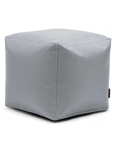 Pouf cube en tissu gris clair