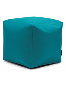 Pouf cube en tissu turquoise