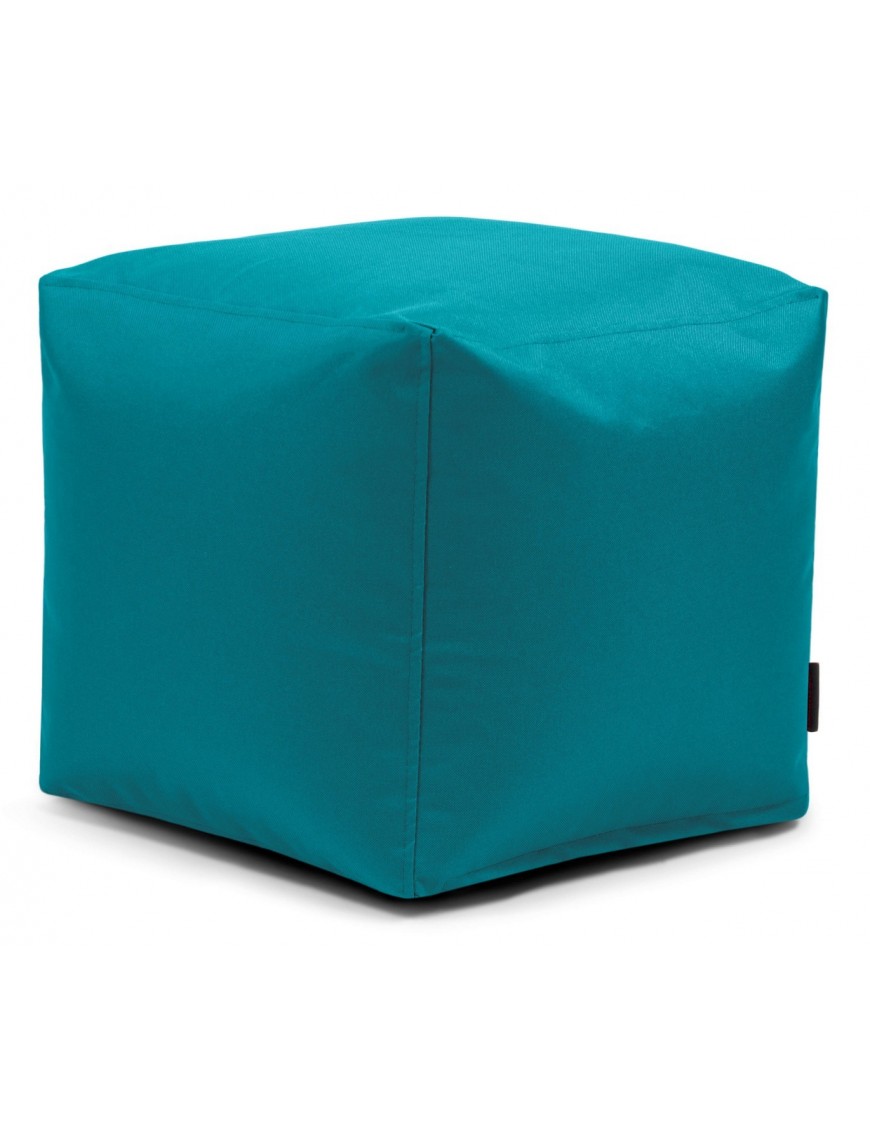 Pouf cube en tissu turquoise
